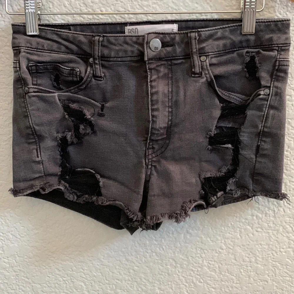 RSQ Distressed Black Denim Shorts